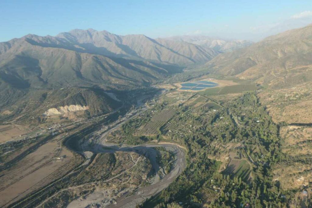 Retour par dessus la vallée du Maipo